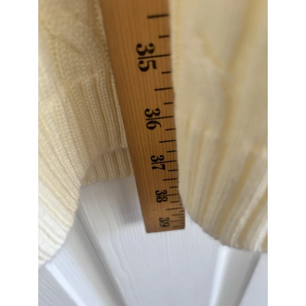 Calvin‎ Klein Ivory Sleeveless Cable knit Sweater Dress Large Shawl Collar NEW